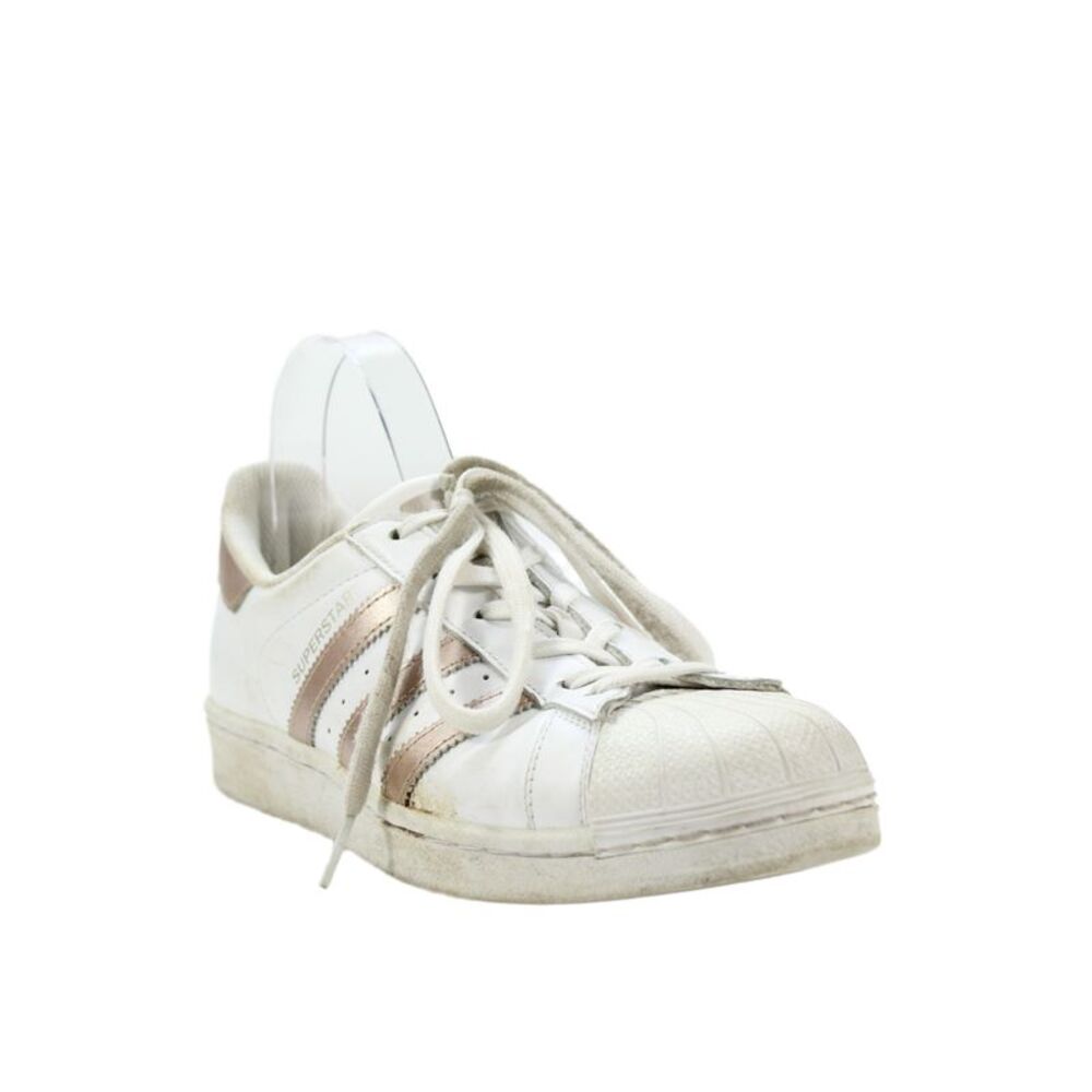 Adidas Womens Superstar Low Top Athletic Sneakers White Rosegold Size 8